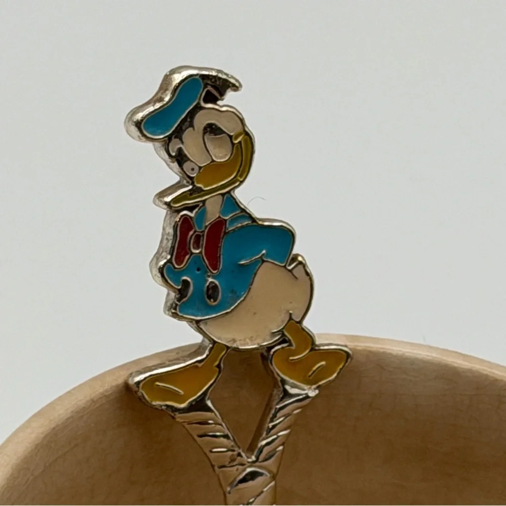 Vintage Walt Disney‎ Productions Donald Duck Ceramic Mug & Enamel Spoon Set